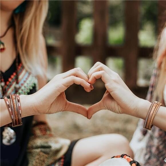 Boho Leather Wrap Bracelets for Women - Stackable Cuff Bangle with Beads - Picture 4 of 7